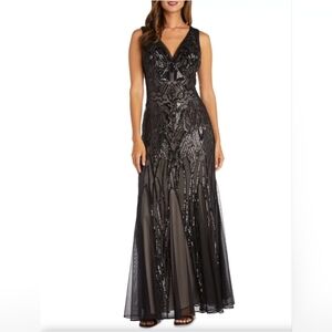 R&M Richards Black Sequin Maxi Dress, Stunning